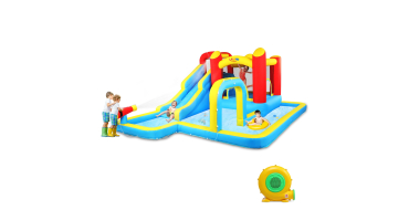 Amazon: Château Gonflable avec Souffleur, Piscine, Mur d'escalade Leadzm - 465 x 365 x 195 cm à 153,99€