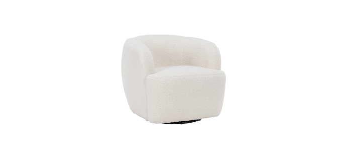 Sweeek: Fauteuil cosy rond pivotant en bouclette crème à 199,99€ (au lieu de 249,99€)