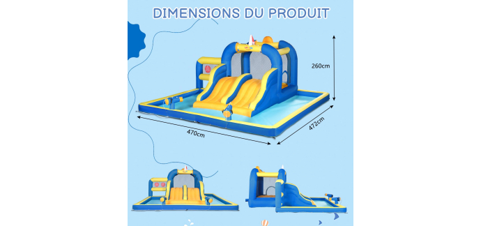 Amazon: Château Gonflable Leadzm - Double toboggan, 470x472x260 cm, 150 kg max à 164,99€