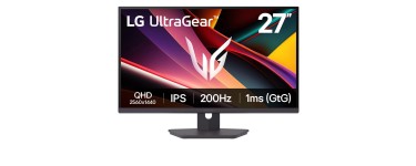 Amazon: Écran PC 27" LG UltraGear 27G610A-B - QHD, 200Hz, IPS, HDR400 à 159,99€ (au lieu de 188,21€)