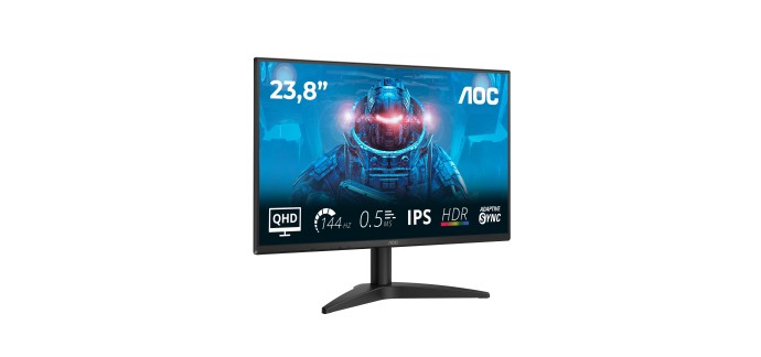 Amazon: Écran PC 24" AOC Q24B36X - QHD, 144 Hz, IPS, 0.5 ms à 119,99€ (au lieu de 140,48€)