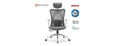 JoyBuy: SIHOO M18 Chaise de bureau ergonomique - Dossier haut, appui-tête et support lombaire réglables à 10