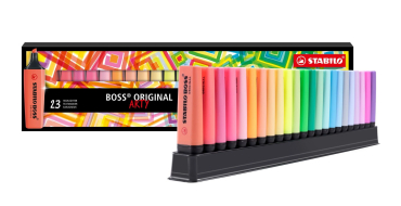 Amazon: Lot de 23 surligneurs Stabilo Boss Original Arty Pastel et fluo - pointe biseautée à 16,30€