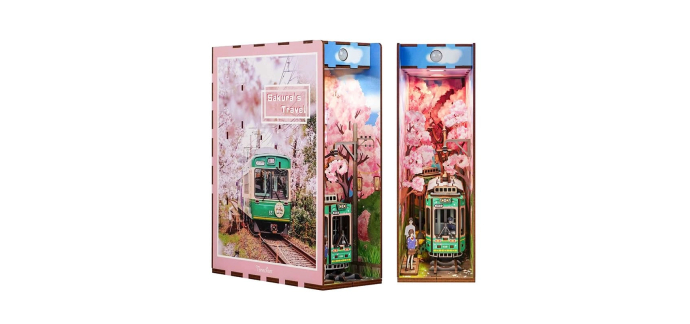 Amazon: Puzzle 3D en Bois DIY Tonecheer - Book Nook Le Voyage de Sakura avec capteur LED à 24,79€