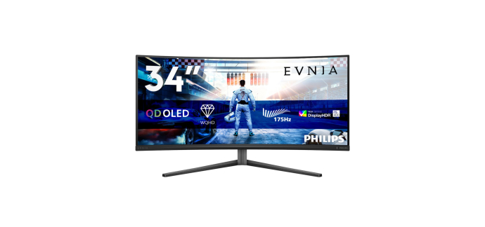 Amazon: Écran PC 34" Philips Evnia 34M2C6500 - WQHD, QD-OLED 175 Hz à 475€ (au lieu de 514,50€)