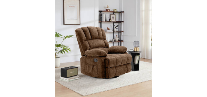 JoyBuy: HONEYOU Fauteuil relax pivotant surdimensionné - cadre OKIN, 360° à 159,98€ (au lieu de 299,99€)