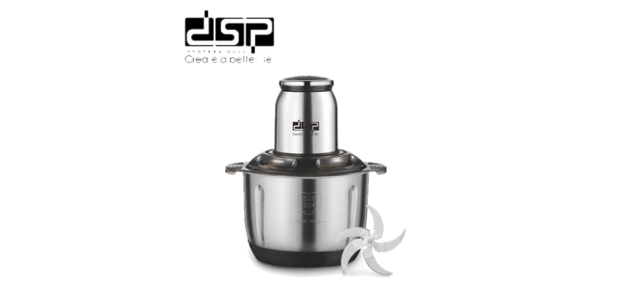 JoyBuy: DSP KM4108 Hachoir alimentaire 5 L inox - 2 vitesses, couteau 5 lames à 19,99€ (au lieu de 34,99€)