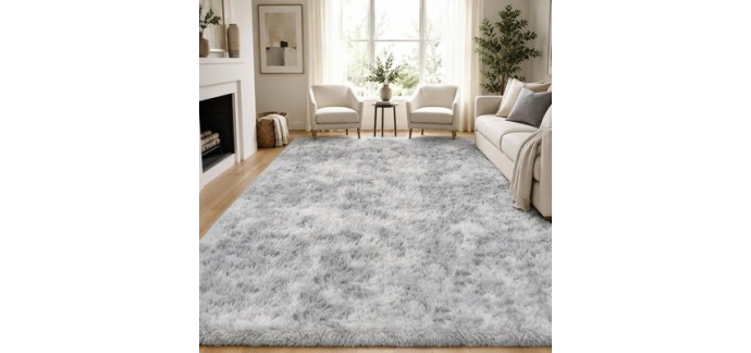 Cdiscount: Tapis Salon Shaggy 160 x 230 cm - Poils longs, Gris clair à 26,99€ (au lieu de 49,99€)