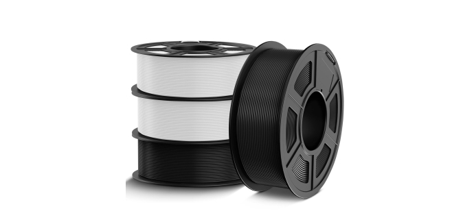 Amazon: Lot de 4 Bobines d'1 Kg de Filament Tecbears - PETG, Noir & Blanc à 31,67€ (au lieu de 45,99€)