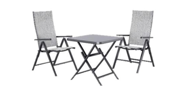 LIDL: LIVARNO Table de jardin + Lot de 2 fauteuils en aluminium Houston à 124,99€ (au lieu de 139,98€)