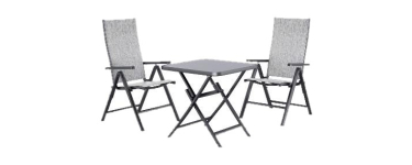 LIDL: LIVARNO Table de jardin + Lot de 2 fauteuils en aluminium Houston à 124,99€ (au lieu de 139,98€)