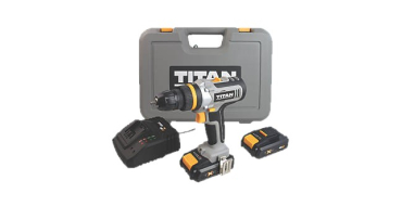 Screwfix: Perceuse visseuse sans fil Titan TTI886DRS 18V Li-ion TXP 2 x 2Ah à 49,99€ (au lieu de 69,99€)