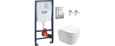 ManoMano: Pack WC bâti-support Grohe + WC Swiss Aqua Technologies Infinitio sans bride, fixation invisible + p