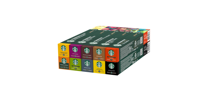 Amazon: Lot de 100 Capsules de Café Starbucks Pack Découverte by Nespresso à 18,33€ (au lieu de 40,39€) (via