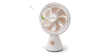 JoyBuy: Luxaid Ventilateur de bureau portable - batterie 4000 mAh, 19 h d'autonomie, oscillation 3D à 15,9€