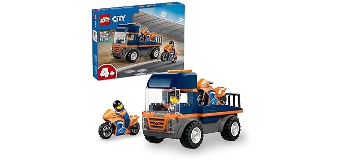 Amazon: LEGO® City Motorcycle Transporter (60491) à 15,99€ (au lieu de 19,99€)