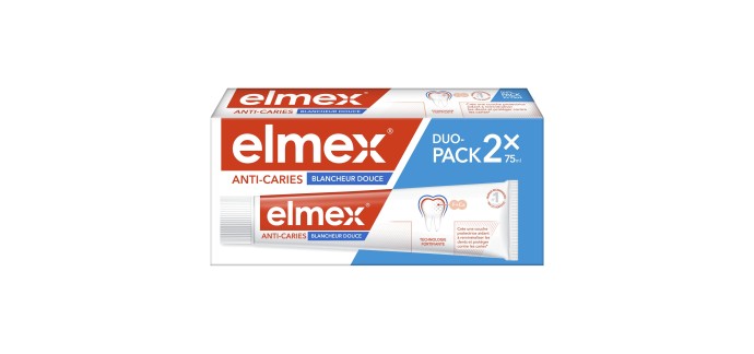 Amazon: Lot de 2 Dentifrices Elmex Dents Sensibles, Anti-Caries Blancheur Douce, 2 x 75 ml - Lot de 4 à 9,35