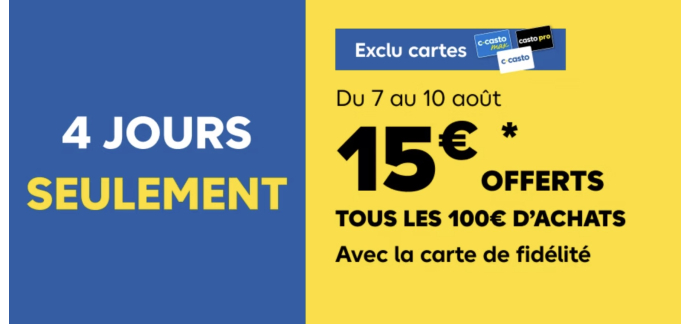 Castorama: [Membres C-Casto] 15€ offerts en carte cadeau tous les 100€ d'achat