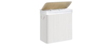 JoyBuy: Panier à linge Ochama 3 compartiments 150 L pliable avec couvercle bambou à 21,98€