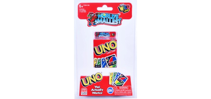 Amazon: Jeu de société Uno Bandai - Super Impulse World's Smallest à 5€