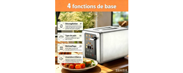JoyBuy: WHALL Grille-pain numérique 2 tranches, écran tactile, 6 niveaux à 19,99€ (au lieu de 49,99€)