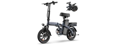 JoyBuy: Vélo électrique pliable 14 pouces - Batterie 48V 7,5Ah, autonomie 40-60 km à 399€ (au lieu de 600€)