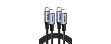 Amazon: Lot de 2 Câble Ugreen USB C vers USB C - 2m, PD 100W 5A 20V à 13,59€ (au lieu de 17,33€)