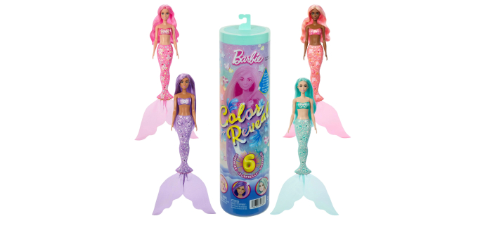 Amazon: Poupée Barbie JMW61 Color Reveal Sirène - 6 Surprises à 10€ (au lieu de 18,39€)