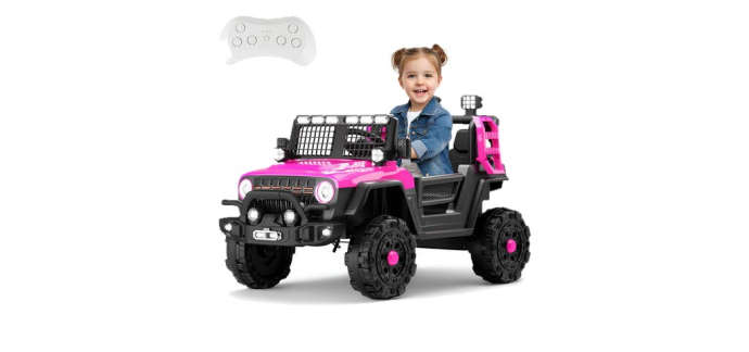 JoyBuy: Neuleb Voiture électrique enfant 12V - Télécommande parentale, Bluetooth, suspension à 69,39€