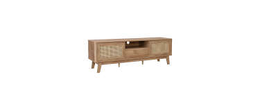Sweeek: Meuble TV portes coulissantes cannage 150cm à 118,99€ (au lieu de 169,99€)