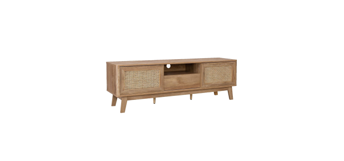 Sweeek: Meuble TV portes coulissantes cannage 150cm à 118,99€ (au lieu de 169,99€)