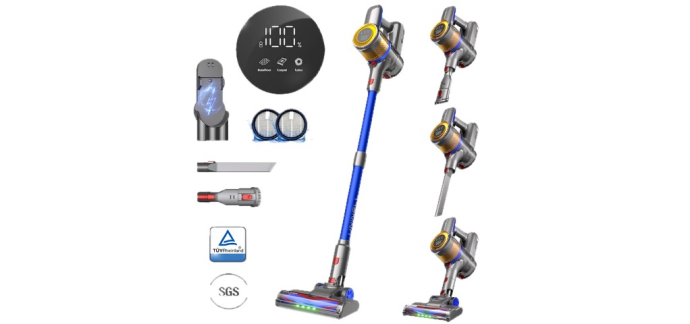 JoyBuy: UNINELL HOME UV1 Aspirateur balai sans fil 45KPa/450W, 60 min, batterie amovible à 59,99€