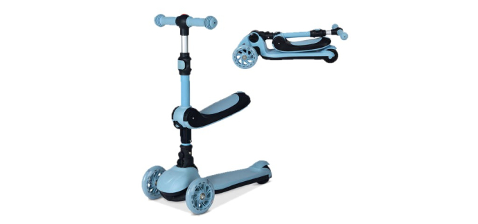 JoyBuy: Neuleb Trottinette enfant 3 roues 3-10 ans, siège pivotant, roues et plateau lumineux à 15,69€