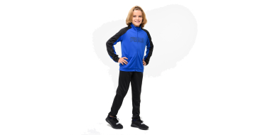 Decathlon: PUMA Ensemble de survêtement polyester enfant, bleu et noir à 22,99€ (au lieu de 39,99€)