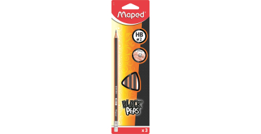 Amazon: Lot de 3 crayons à papier Maped Black Pep's Eraser Tip - HB à 1,80€ (au lieu de 6,17€)