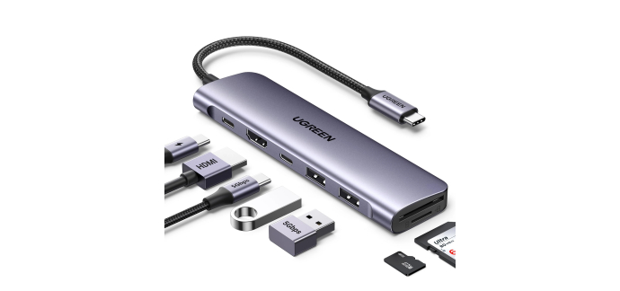 Amazon: Hub USB C Ugreen Revodok 1071 - HDMI 4K, Lecteur de Carte à 18,04€ (au lieu de 31,48€)