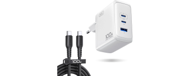 Amazon: Chargeur USB C Iniu 100W, 3-Ports (2 USB C + USB A) GaN, QC à 22,19€ (au lieu de 36,99€)