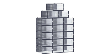Amazon: Lot de 18 boîtes à chaussures Songmics LSP18SB30 - Transparent/Bleu, 31,2x22,5x13,5cm, pointure 44 à