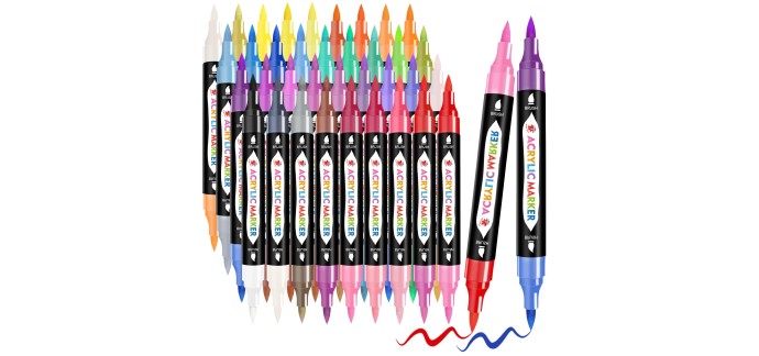 Amazon: 36 Feutres Acrylique The Best Crafts - 72 Couleurs à Double Pointe à 7,99€ (au lieu de 15,99€)