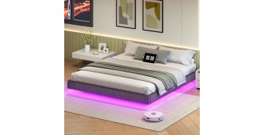 Amazon: Cadre de Lit Flottant 180x200 cm - Station de Charge et éclairage LED à 42,53€