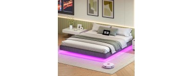 Amazon: Cadre de Lit Flottant 180x200 cm - Station de Charge et éclairage LED à 42,53€