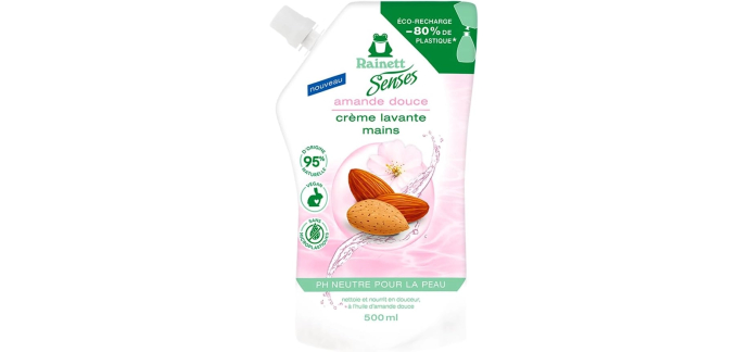 Amazon: Eco Recharge 500ml Savon Mains Rainett Senses Amande Douce à 1,87€ (au lieu de 2,49€)