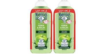 Amazon: Lot de 4 flacons Shampooing Force & Éclat Pomme & Olivier Bio Le Petit Marseillais - 1200 ml à 3,51€