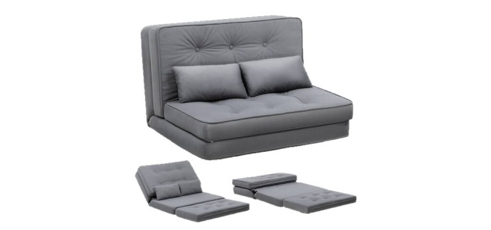 JoyBuy: COMHOMA Canapé de sol pliant 3-en-1 - dossier 6 niveaux, 2 coussins à 73,97€ (au lieu de 149,99€)