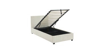 Sweeek: Lit coffre sommier à lattes velours blanc 90x190cm à 205,39€ (au lieu de 259,99€)