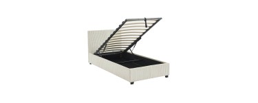 Sweeek: Lit coffre sommier à lattes velours blanc 90x190cm à 205,39€ (au lieu de 259,99€)