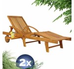 Cdiscount: CASARIA 2x Chaise longue Tami Sun en bois d'acacia - Transat avec roues à 199,99€