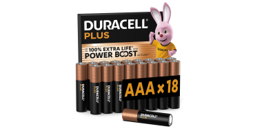 Amazon: Lot de 18 Piles Duracell AAA Plus Alcalines - 1.5V, LR03 à 9,03€ (au lieu de 16,31€)