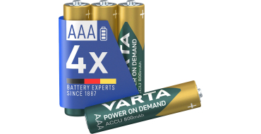 Amazon: Lot de 4 Piles AAA Varta - Rechargeables, 800mAh à 3,74€ (au lieu de 8,33€)
