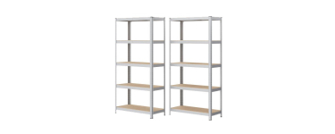 JoyBuy: Ochama Lot de 2 étagères de rangement en acier à 5 niveaux, garage et remise, argenté à 41,99€